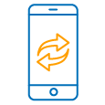 Mobile Phone icon with circular arrows inside indicating the trade-in and upgrade process.