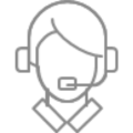 Icon of a customer service rep with headphones on