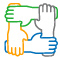 cr employee volunteers icon 60x60 Icon showing four hands holding each other