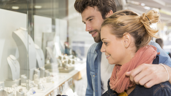 a man and a woman looking at each other