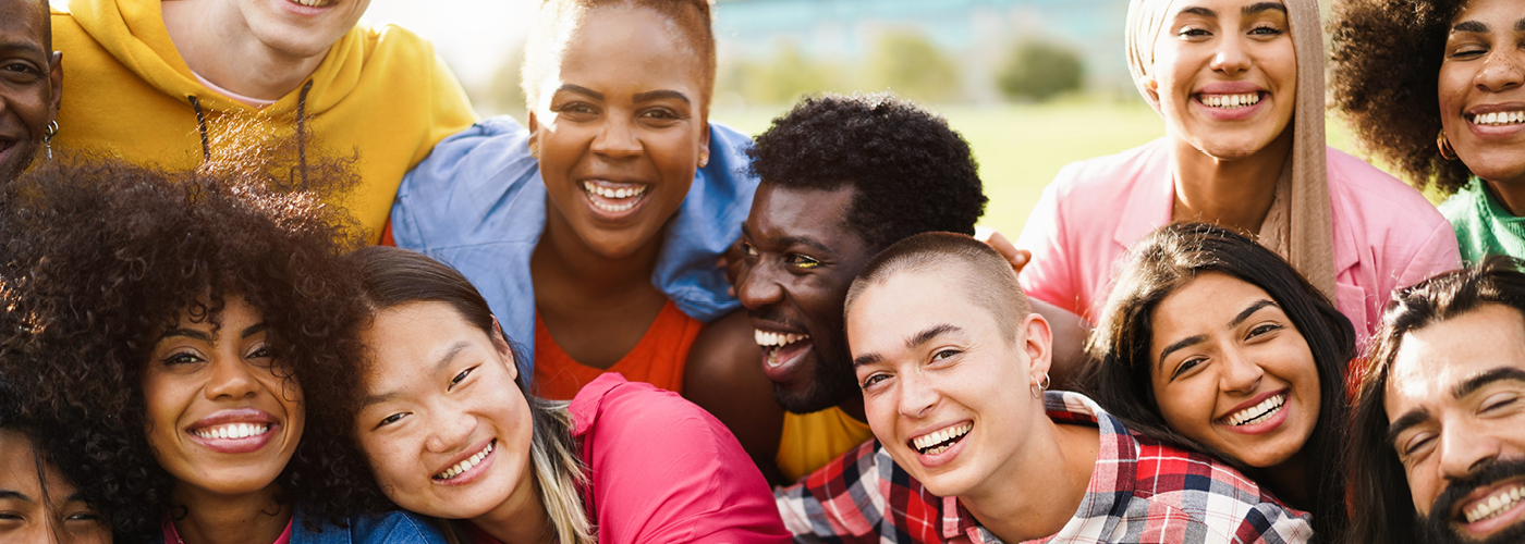 a group of people smiling