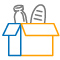 Disaster Relief Icon Icon showing a box stuffed with bread and jug