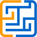 maze blue and yellow icon
